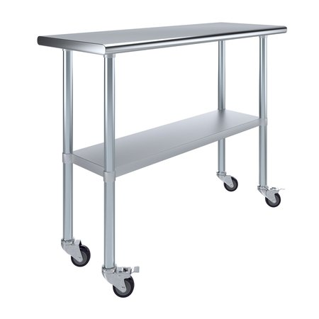 Amgood 18x48 Rolling Prep Table with Stainless Steel Top AMG WT-1848-WHEELS